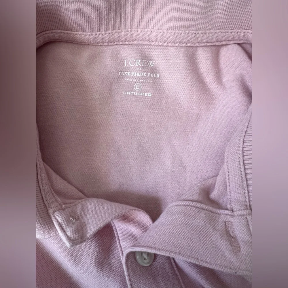 J. Crew Flex Piqué Untucked Polo Shirt‎ Men L LIGHT PINK Short Sleeve Stretch